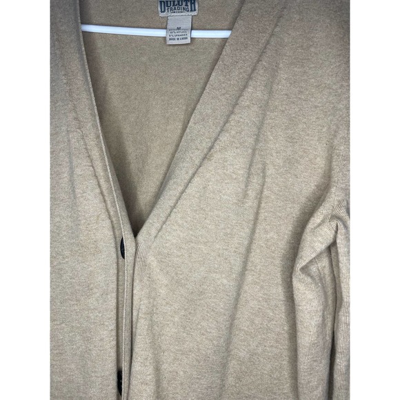 Duluth Trading Co. Shiftless Cardigan Sweater Tan and Navy Long size Medium - Picture 6 of 7